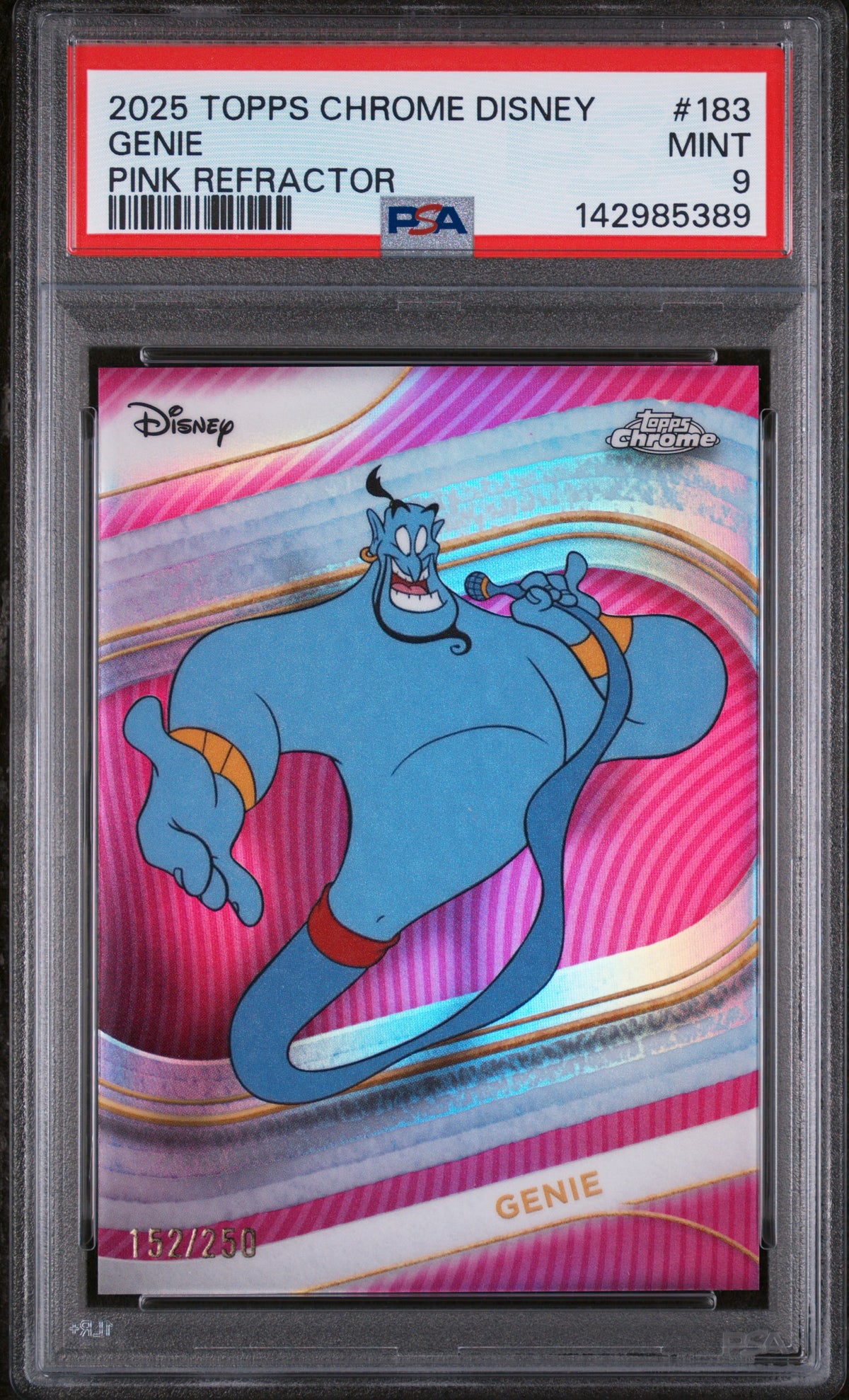 2025 Topps Chrome Disney Genie #183 Pink Refractor #/250 PSA 9 POP 2