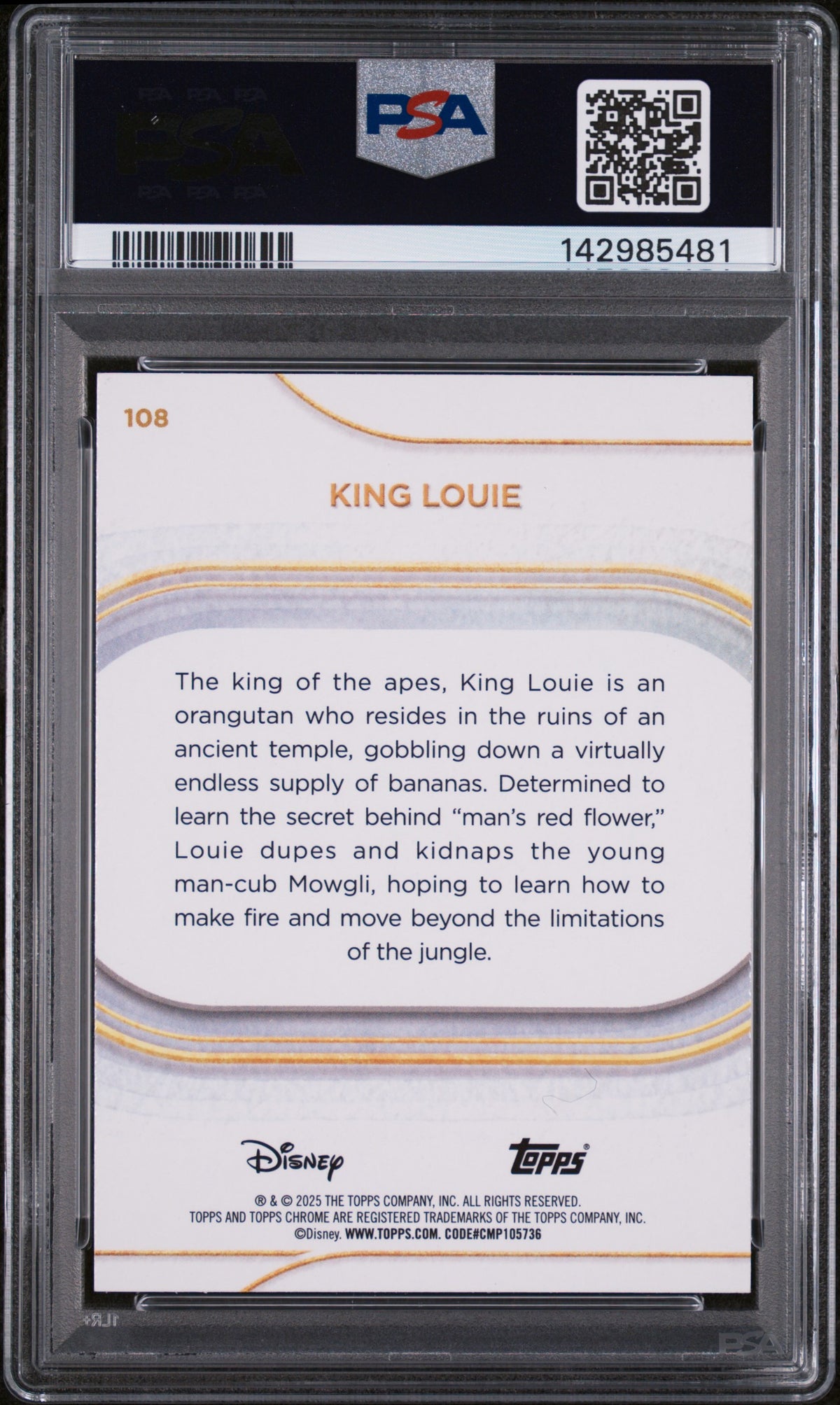 2025 Topps Chrome Disney King Louie #108 Green Wave #/99 PSA 9 POP 6