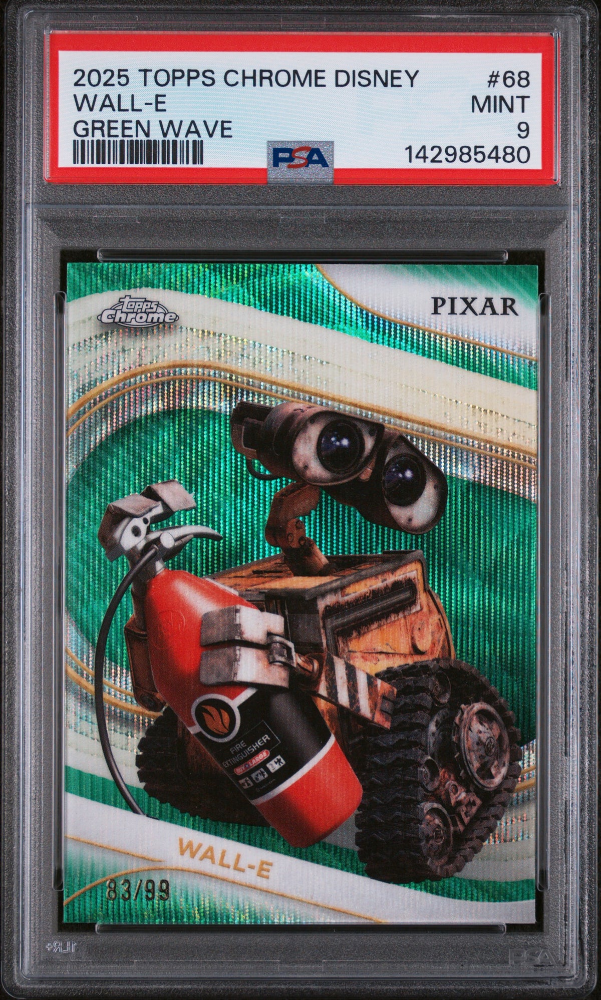 2025 Topps Chrome Disney Wall-E #68 Green Wave #/99 PSA 9 POP 6