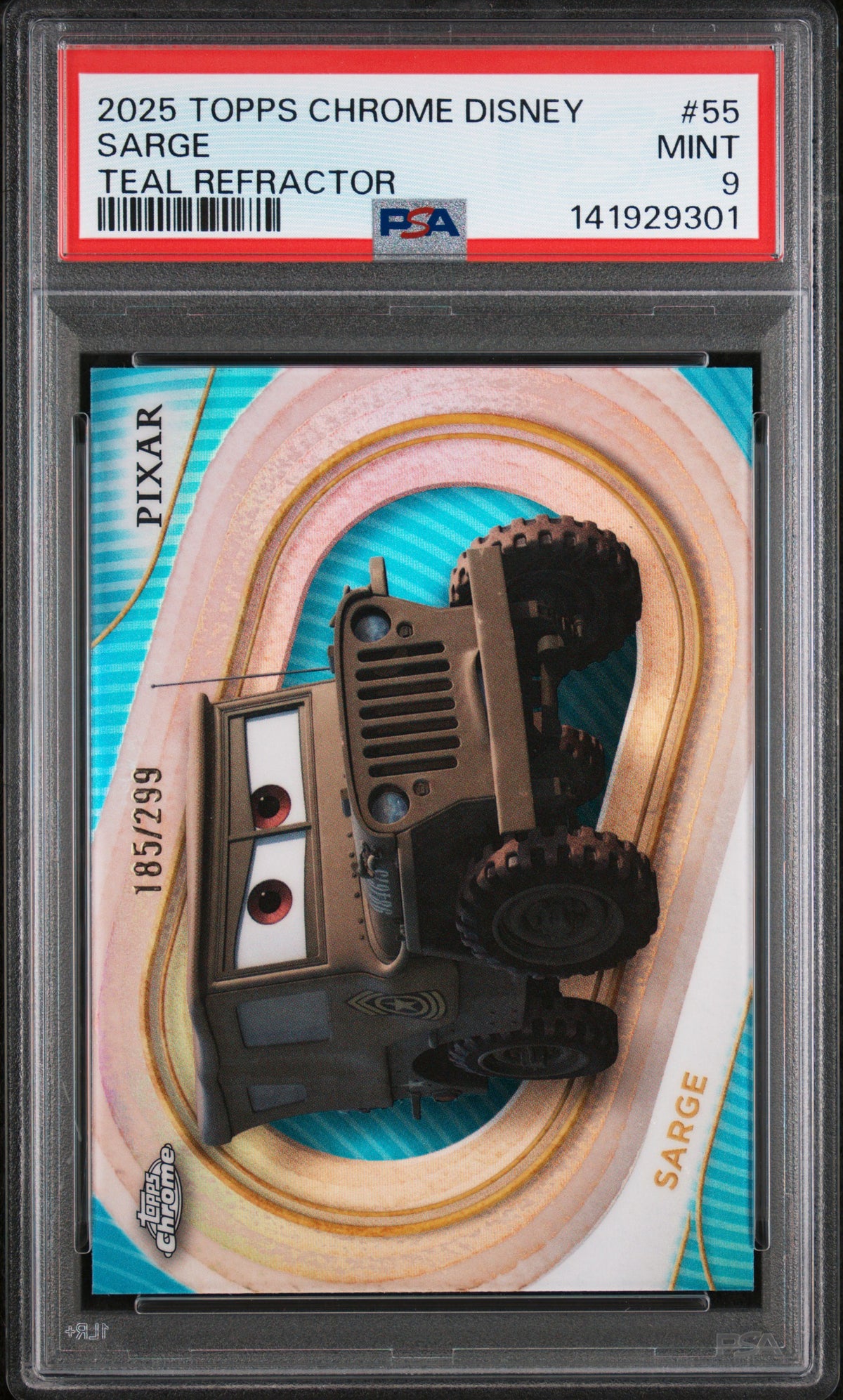 2025 Topps Chrome Disney Sarge #55 Teal Refractor #/299 PSA 9 POP 3