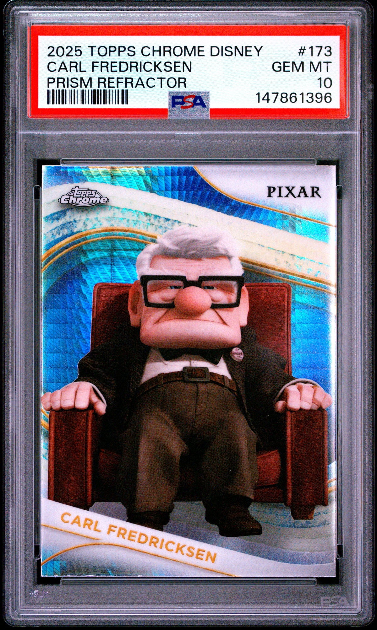 2025 Topps Chrome Disney Carl Fredricksen #173 Prism Refractor PSA 10 POP 2